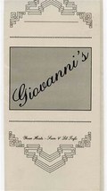 Giovanni&#39;s Italian Restaurant Menu Your Hosts Sam &amp; Lil Tufa - £13.97 GBP