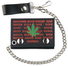 Kronic Marijuana Strains Trifold Biker Wallet W Chain Mens Leather #568 New Pot - £7.48 GBP