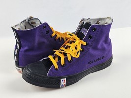 2012 LA Lakers Converse Men&#39;s Size 8 High Top Purple Yellow Championship Dates - £62.75 GBP