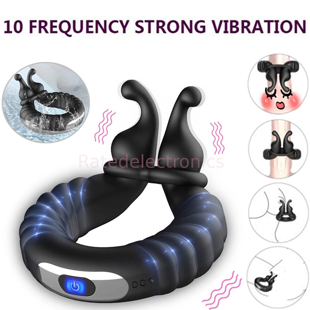 Adjustable Snail Vibrating Penis Cock Ring Massager Sex Toys Couple Men ... - $15.54