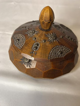 Vintage handcrafted wooden box with lid and brass inlay [COPY] - $29.99