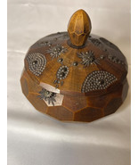 Vintage handcrafted wooden box with lid and brass inlay [COPY] - $40.73 CAD