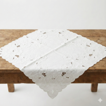 VTG White Cutwork Embroidered Tablecloth Madeira Swiss Tambour 33" x 33"... - $89.95