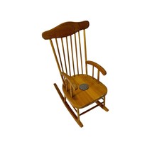 Vintage 8.5&quot; wood dollhouse &amp; bear rocking chair WINDSOR Style Spindle Fan Back - £15.38 GBP