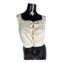 Antique Edwardian Camisole Corset Cover Ivory Muslin Crochet Yoke Straps - £39.46 GBP