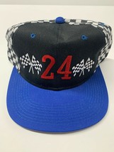 NEW #24 Blue Black Checkered Flag SnapBack Cap Hat - £4.69 GBP