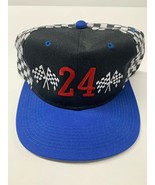 NEW #24 Blue Black Checkered Flag SnapBack Cap Hat - £4.67 GBP