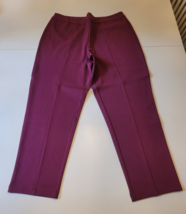 Joan Rivers Cropped Maroon Pants Stretch Rayon Spandex Pull On Large - $12.82