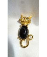 Vintage Jelly Belly Crystal Clear Black Ebony Rhinestones Cat Brooch Pin - £39.30 GBP