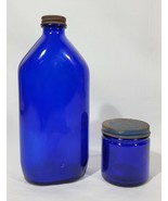 Vintage 1 Blue Large Bottle 1 Blue Small Jar Apothecary - €16,14 EUR