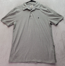 Volcom Polo Shirt Men&#39;s Petite Small Gray Cotton Short Casual Sleeve Collar Logo - £15.05 GBP