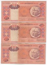 Angola, 10 Kwanzas, (Lot of 3) Banco Nacional De angola Banknotes - $9.53