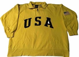 Vintage Limited Sport L USA Quarter Zip Yellow Pullover Sweatshirt Large - £14.78 GBP