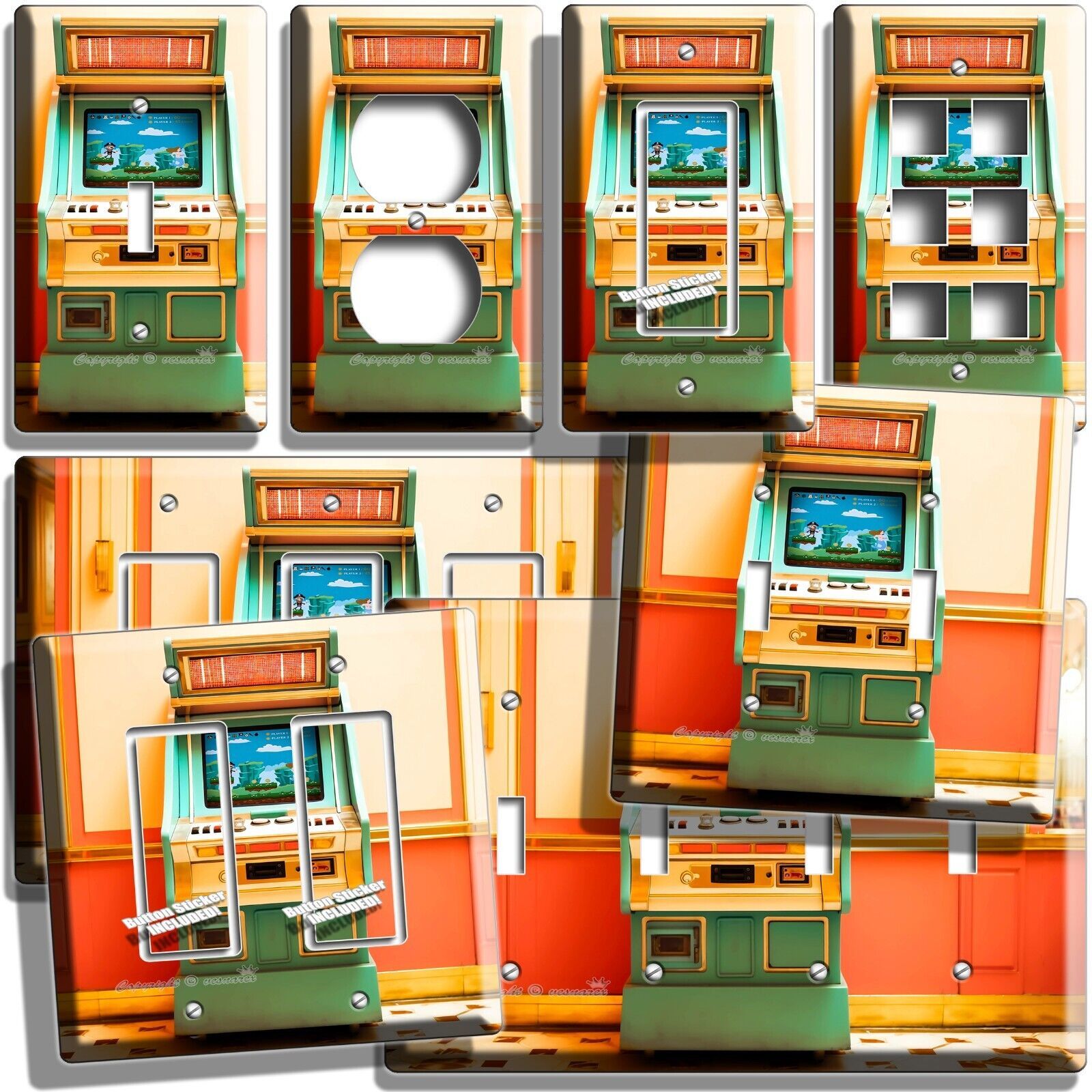 RETRO DINER ARCADE VIDEO GAME MACHINE LIGHT SWITCH OUTLET WALL PLATE MANCAVE ART