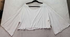We The Free Crop Top Women&#39;s Small White Sheer Cotton Lettuce Trim Bell ... - £14.75 GBP