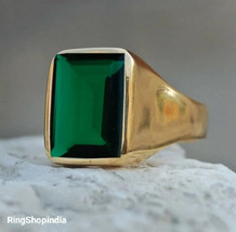 Emerald Signet Ring Women Ring Panna Mens Ring 925 Solid Sterling Silver Ring - £191.33 GBP