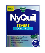 Vicks NyQuil Severe Liquicaps Nighttime Cold Cough &amp; Flu Relief 24 Ct Li... - $204.80 MXN