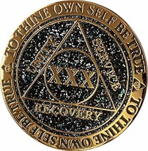 30 Year AA Medallion Reflex Silver Glitter Gold Plated Color Chip XXX - $16.82