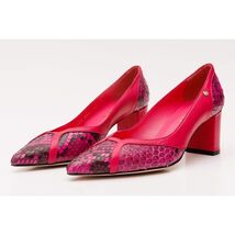 The Toskana Fuchsia Snake Leather Block Heel Pump Women Shoe image 2