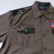 Swaggers designed by Genesis Men's XL Button Up Green Shirt U.S. Force U.S. Flag image 13