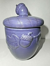 Mesa Home Products BLUE Embossed Acorn Pattern Latte Tea Mug w Matching Lid 6&quot; - £14.55 GBP