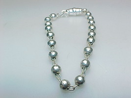 Sterling Silver Faceted Beads Bracelet - Magnetic Clasp - Signed Milor - Italy - £37.74 GBP