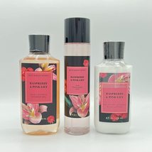 Bath &amp; Body Works Raspberry &amp; Pink Lily 3 Piece Set Lotion, Gel &amp; Fragrance Mist - £27.90 GBP