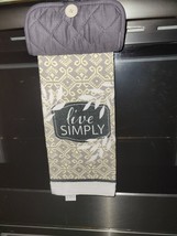 Hanging Kitchen Dish Towel w/ Pot Holder Top - Live Simply - £7.70 GBP