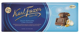 Karl Fazer Blue SALTY POPCORN in Milk Chocolate Bar 200g (7,05oz) - £20.53 GBP