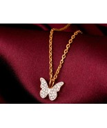 18K Gold Butterfly In Flight Diamond Necklace for Women|Gold Pendant for... - £184.40 GBP