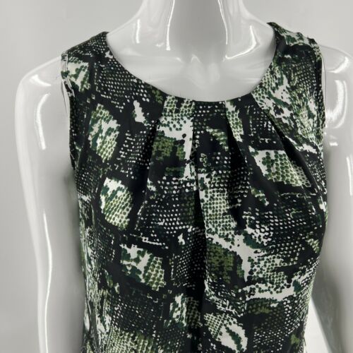 Notations Top Size Small Green Black Snake Print Sleeveless Blouse Career Womens Item image 2