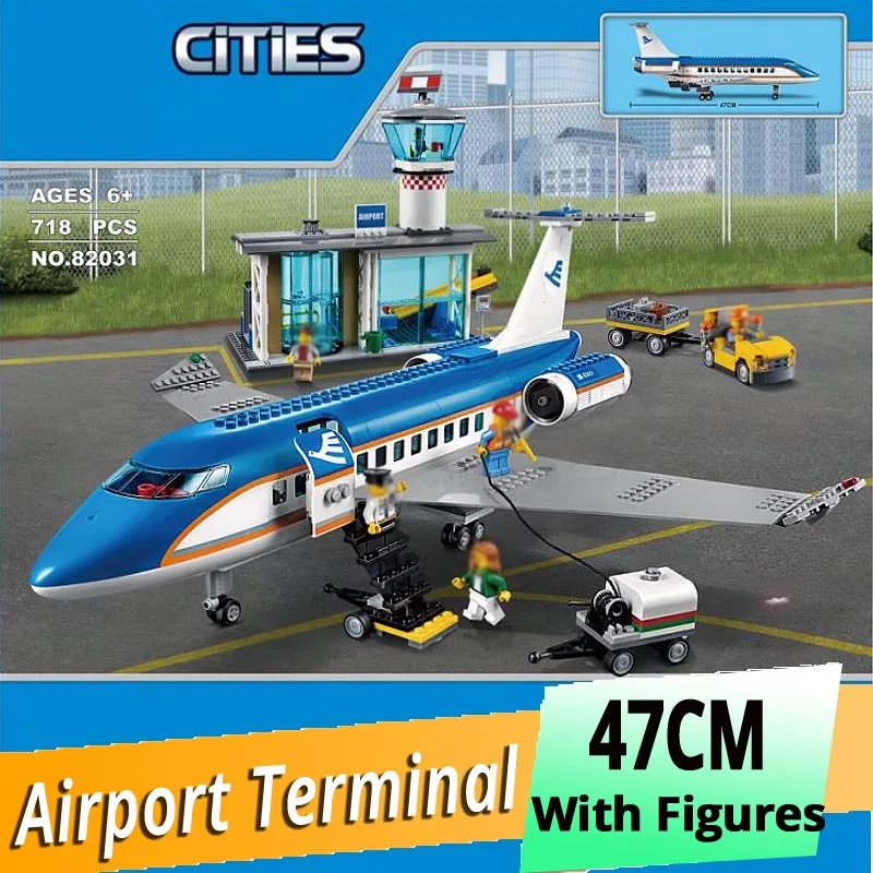 display Airport Terminal Passenger Airplane Model Building Blocks Assemble kids - £56.34 GBP+