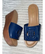 TOMMY HILFIGER Brynn Platform Wedge blue LOGO Sandal SZ 6 NEW - $120.88 CAD