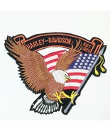 Harley Davidson Emblem Patch Eagle Flag Stars Stripes 6 1/2 Wide 6 Tall NEW - £17.08 GBP