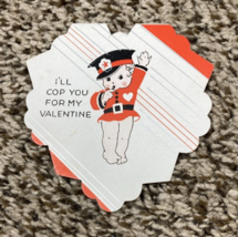 Vintage Valentines Day Card Folded Girl Policeman I&#39;ll Cop You - £3.94 GBP