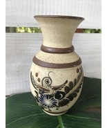 Vintage TONALA Sandstone signed Pottery Bird Vase 6 1/2&quot; Mexico Floral A... - $653.05 MXN