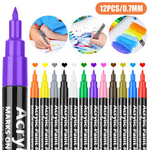 12Pcs Acrylic Paint Marker Pens Waterproof Premium Markers Set Diy Art Project - £19.23 GBP