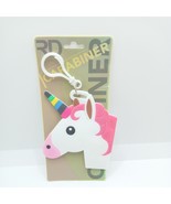 Pink unicorn Carabiner PVC Silicone Keychain Luggage Tag Travel Bag Tag ... - $173.72 MXN