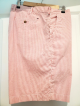 Tommy Hilfiger Mens Size 40 Striped Shorts Pink White Flat Front Logo Po... - $18.95