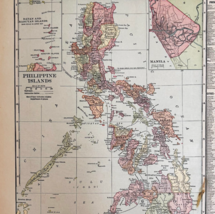 1917 The Philippines Islands WW1 Era Map Atlas Of The World Antique DWUU1B - $29.99