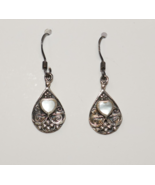 Sterling Silver 925 Filigree Mother of Pearl Drop Dangle Earrings - $361.01 MXN