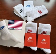 Nike Everyday Essential Crew Socks 6 Pairs White Unisex Large 42-46 Basketball - £25.69 GBP