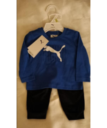 Puma Infant 3-6 Months Boys 2 Pcs Set Royal Blue Longsleeve Shirt &amp; Blac... - $12.99