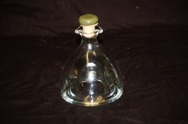 Class Style Olive Oil Clear Glass Jar w Green Lid Ruffled Top Kitchen Ta... - $12.86