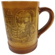1910s Westmoreland Milk Glass Monk With Wine Transfer 4.5&quot;t Beer Stein Mug - $46.99