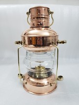 Brass &amp; Copper Anchor Oil Lamp Leeds Burton Nautical Maritime 14&quot; Ship Lantern - £105.87 GBP