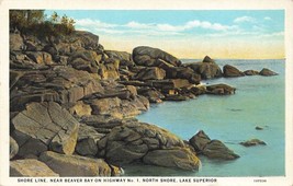 Postcard Lake Superior North Shore MN Shore Line Near Beaver Bay Hwy 1 F16 - £1.98 GBP
