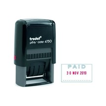 Trodat Printy Textplate Dater Stamps Paid in Blue Date in Red  - $51.00