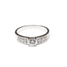 Echt Sterlingsilber Weiß Cz Herren Finger Ring - £13.93 GBP