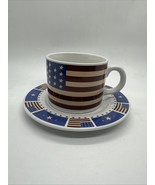 MAJESTICWARE by Sakura Majestic Flag Cup &amp; Saucer Patriotic July 4th USA... - $193.43 MXN